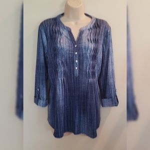 New Directions Printed Long Sleeve Blousep